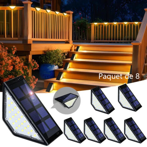 Lot de 8 Lampes Solaires Extérieures Étanches - Éclairage Décoratif et Sécurisé pour Marches d'Escalier, Murs et Terrasses (1/5)