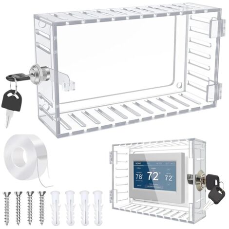Couvercle de protection pour thermostat avec clé, couvercle mural en plastique transparent (1/5)