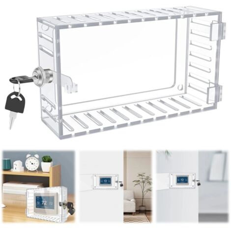 Couvercle de boîtier de thermostat transparent (avec clé), boîtier de thermostat de sécurité pour enfants avec clé, couvercle de thermostat verrouillable, 18,5 × 12 × 6,3 cm (1/5)