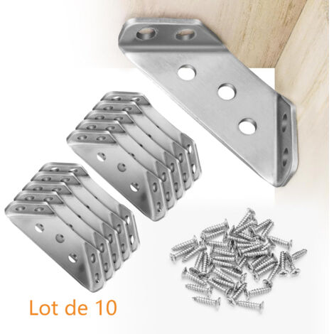 Lot de 10 Connecteurs d'angle en Acier Inoxydable avec Vis - Support d'angle Fixe pour Étagères, Armoires et Meubles (1/5)