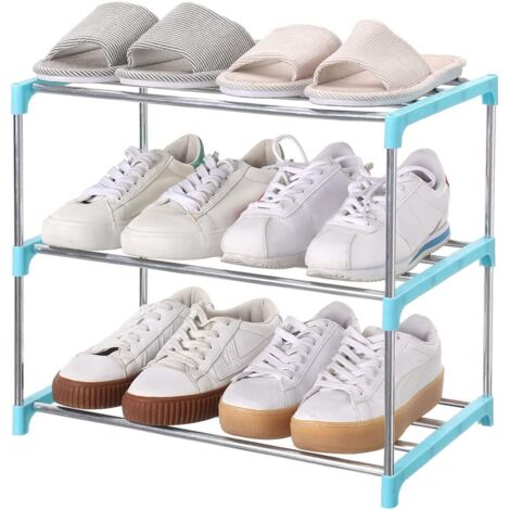 Étagère à chaussures empilable 3 niveaux, rangement léger pour entrée, couloir et placard (1/5)