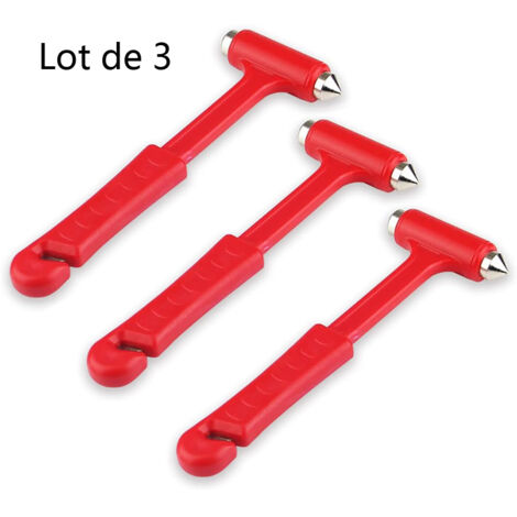 Lot de 3 Marteau Casse-Verre Voiture 2 en 1, Coupe-Ceinture de Sécurité d'Urgence, Outil de Sauvetage pour Tout Type de Véhicule (1/5)