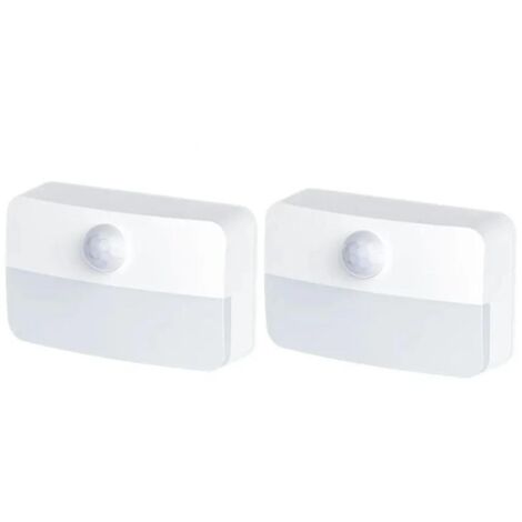 Lot de deux veilleuses LED sans fil blanc froid, alimentées par batterie avec capteur de mouvement (1/5)