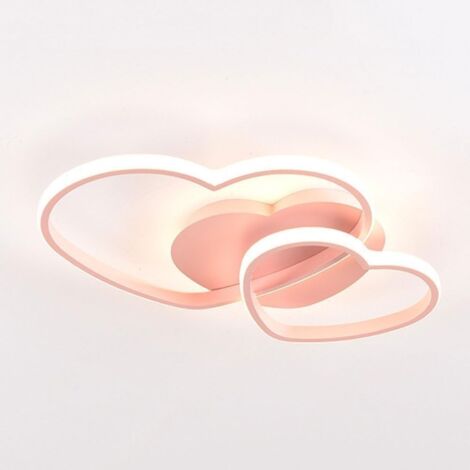 Plafonnier LED à intensité variable, modèle moderne en forme de cœur, 3000 K-6500 K, lustre avec télécommande pour chambre à coucher ou chambre d'enfant,Rose
