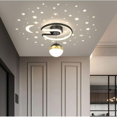 Plafonnier LED moderne, éclairage d'intérieur à 3 couleurs de lumière pour chambre, salon, salle à manger, couloir et balcon,Noir