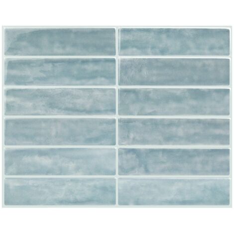 Lot de 10 crédences adhésives pour cuisine, salle de bain, carrelage mural, Bleu ciel