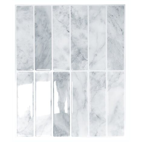 Lot de 10 crédences adhésives pour cuisine, salle de bain, carrelage mural, Blanc-gris