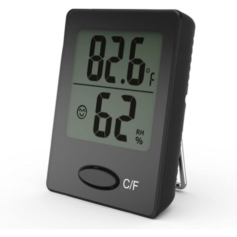 Thermomètre Hygromètre Intérieur Numérique - Moniteur de Température et Humidité LCD - Mise à Jour 10s - Fixation Magnétique, Murale ou sur Table - Idéal pour Salon, Chambre et Bureau - Noir (1/5)