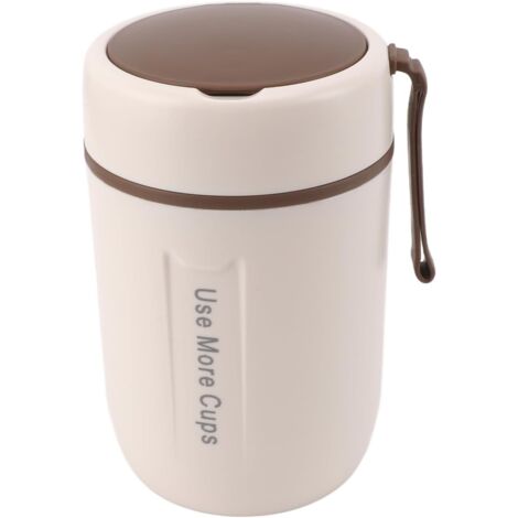 Boîte Déjeuner Isotherme 500ml en Acier Inoxydable - Thermos Alimentaire avec Cuillère Pliable - Garde au Chaud 8h et au Froid 12h - Étanche et Sans BPA - Idéal pour Soupe, Bureau et École - Beige (1/5)