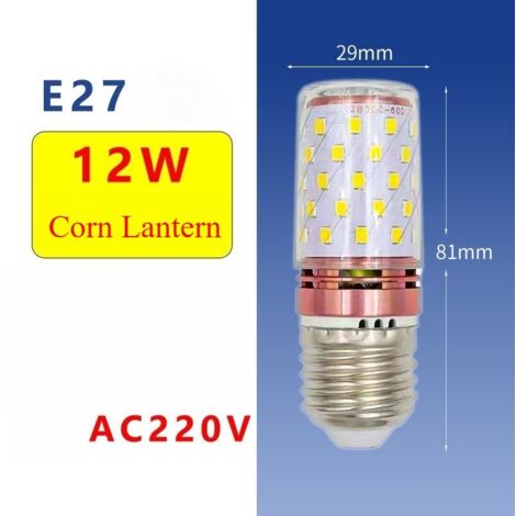 2 Ampoules LED maïs rose doré de 12 W - Ampoules LED E27, Lumière chaude, 85-265 V CA, 1 200 lm, pour l'éclairage intérieur domestique (1/5)