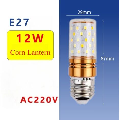2 Ampoules LED maïs dorées de 12 W - Ampoules LED E27, Comprend la lumière blanche, la lumière chaude et la lumière naturelle, 85-265 V CA, 1 200 lm, pour l'éclairage intérieur domestique (1/5)