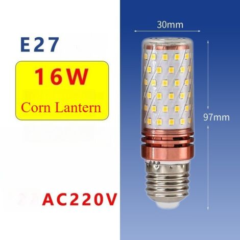 2 Ampoules LED maïs rose doré de 16 W - Ampoules LED E27, Lumière chaude, 85-265 V CA, 1 600 lm, pour l'éclairage intérieur domestique (1/5)