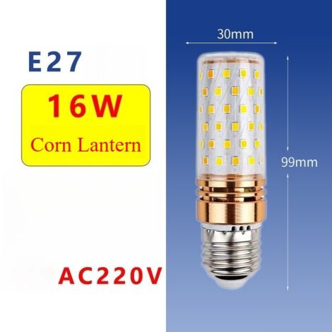 2 Ampoules LED maïs dorées de 16 W - Ampoules LED E27, Lumière chaude, 85-265 V CA, 1 600 lm, pour l'éclairage intérieur domestique (1/5)