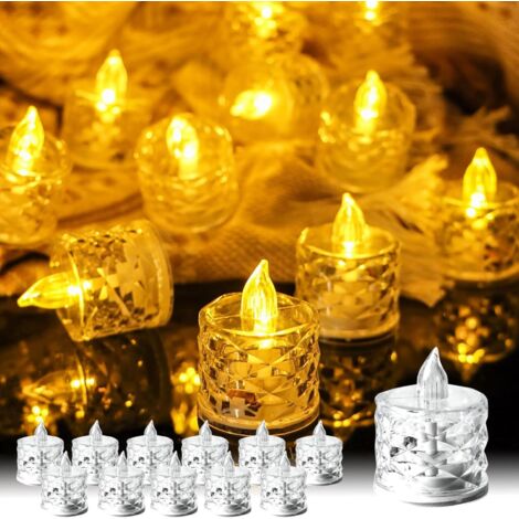 Lot de 5 bougies LED chauffe-plat, Bougies décoratives sans flamme – Lumière chaude, Taille petite, Fonctionnement sur piles – Idéales pour décoration mariage, anniversaire, fête, maison, noël (1/5)