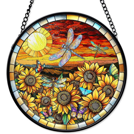 Décoration fenêtre vitrail 16 cm – Attrape-soleil suspendu (1/3)