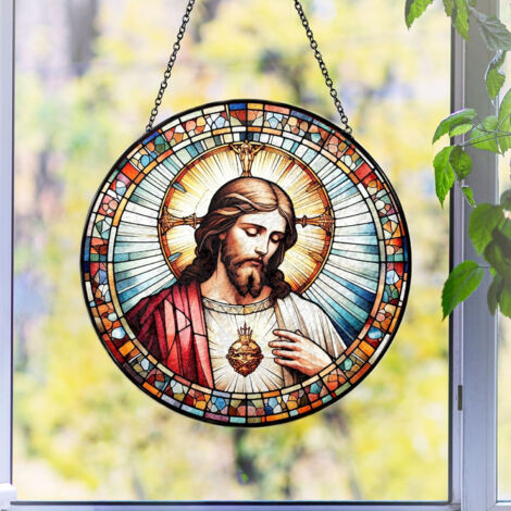 Attrape-soleil à suspendre – Déco intérieure en vitrail, Diamètre : 12.5 cm (1/4)