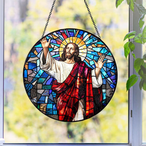 Suspension vitrail – Décoration fenêtre et intérieur, Diamètre : 20cm (1/4)