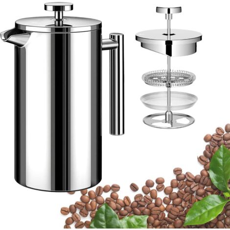 350ml, CafetièRe Presse-Filtre FrançAise, MatéRiau En Acier Inoxydable, SystèMe De Filtration à Trois Couches, Double Couche En Acier Inoxydable, éQuipé De 1 Filtre (1/5)