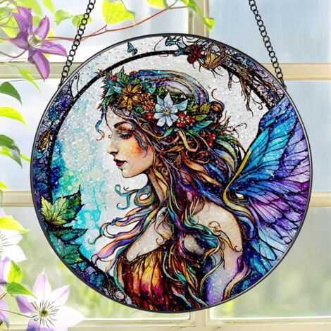 Vitrail 25 cm à suspendre – Attrape-lumière décoratif pour fenêtre et intérieur, cadeau anniversaire et Noël (1/4)