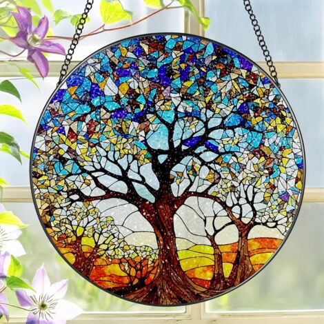 Attrape-soleil vitrail 30 cm – Déco intérieure pour fenêtre, mur ou porte, idée cadeau Noël (1/4)