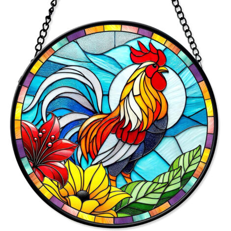 Vitrail décoratif 12.5 cm à suspendre – Attrape-soleil pour fenêtre et porte, cadeau Noël, anniversaire pour femme et homme (1/4)