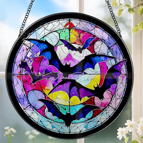 Attrape-soleil en verre vitrail 9 cm – Décoration à suspendre pour fenêtre et mur, cadeau femme homme Noël anniversaire (1/4)