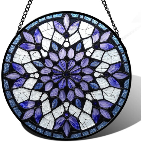 Ornement vitrail à suspendre – Décoration intérieure, Diamètre : 20cm (1/4)