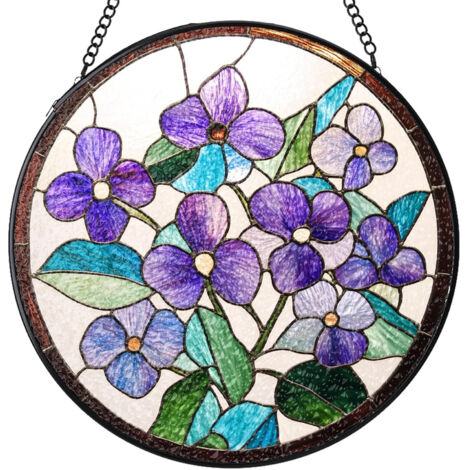 Attrape-soleil en vitrail rond – Suspension décorative pour fenêtre, porte et intérieur, idée cadeau femme homme, Diamètre : 9 cm (1/4)