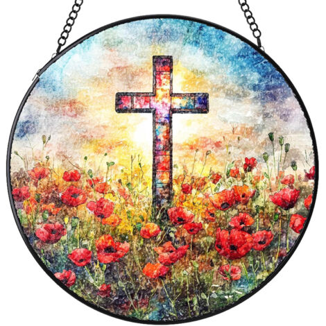 Attrape-soleil en vitrail rond – Décoration pour fenêtre et porte, idée cadeau maman papa femme homme, Diamètre : 16 cm (1/4)