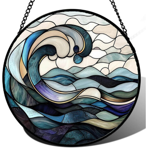 Attrape-soleil vitrail rond suspendu – Décoration intérieure pour fenêtre et porte, cadeau pour femme, homme, maman et papa, Diamètre : 9 cm (1/4)
