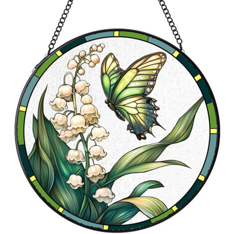 Attrape-soleil rond vitrail – Décoration maison pour fenêtre, porte et mur, idée cadeau femme homme, Diamètre : 16 cm (1/4)