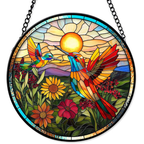 Attrape-soleil en vitrail 15 cm à suspendre – Décoration fenêtre, porte ou mur, idée cadeau Noël, anniversaire femme homme (1/4)