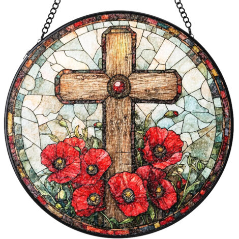 Attrape-soleil rond vitrail à suspendre – Décoration fenêtre et porte, idée cadeau maman papa femme homme, Diamètre : 12.5 cm (1/4)