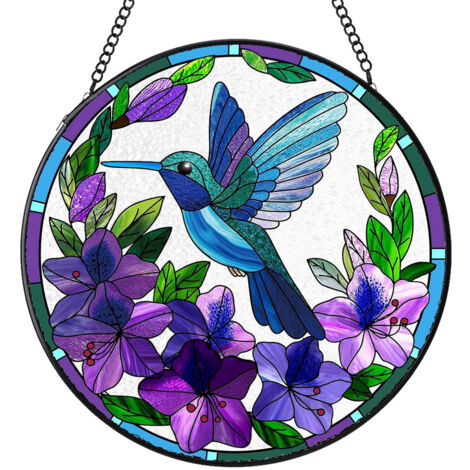 Décoration vitrail rond – Attrape-soleil suspendu pour intérieur, cadeau femme homme maman papa, Diamètre : 9 cm (1/4)