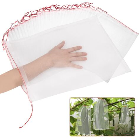 Lot de 20 sacs anti-insectes en nylon environ 35×25cm, sacs de protection avec cordon de serrage, filet anti-oiseaux et anti-drosophiles pour fruits, légumes et vignes (1/5)