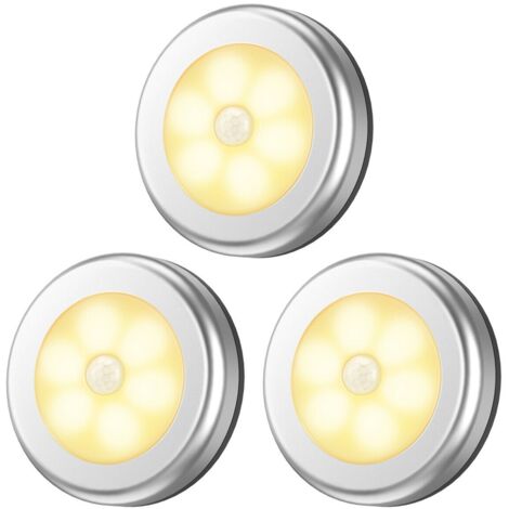 Lot de 3 veilleuses LED argentées, lumière blanc chaud, éclairage pour couloir, placard et passage, idée cadeau décorative (1/5)