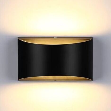 Applique murale LED semi-circulaire noire 7W blanc chaud, design moderne avec éclairage vers le haut et le bas, luminaire pour couloir, entrée et chambre (1/5)