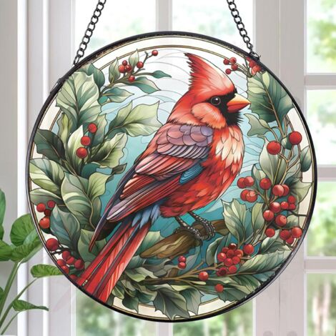 Attrape-soleil vitrail décoratif à suspendre, ornement mural lumineux pour intérieur, cadeau Noël Thanksgiving crémaillère, diamètre : 12.5 cm (1/4)