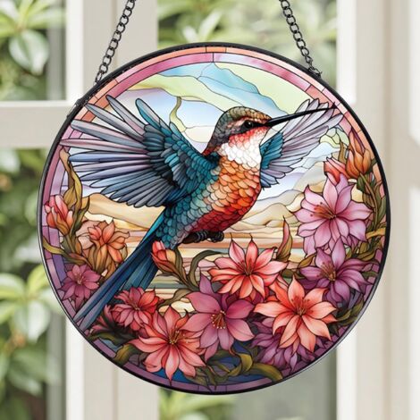 Attrape-soleil en vitrail à suspendre, décoration murale artistique pour maison, cadeau parfait Noël Thanksgiving, diamètre : 25 cm (1/4)