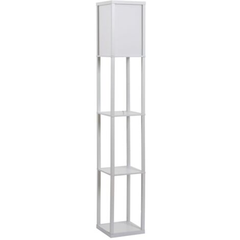 Lampe de bureau avec étagères. Type : lampe de bureau en bois. Dimensions : 26 x 26 x 160 cm. Conçue pour être utilisée dans les pièces à vivre ou aux chambres à coucher. Pas inclus la ampoule. (1/5)