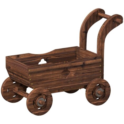 Engrenage en bois en forme de wagon, 4 roues. Dimensions : 68 x 38 x 52 cm. (1/5)