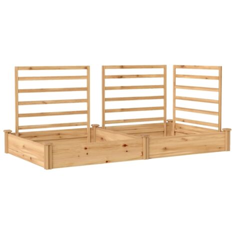 Bacs suspendus en bois avec 3 cloisons. Dimensions : 240 x 125 x 102 cm. Naturel. (1/5)