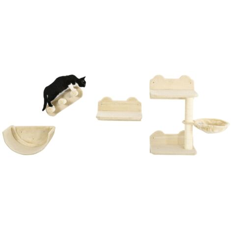 Barre d’escalade pour chats, composée de 4 éléments. Coursive pour chats avec des barres d’escalade, échelle suspendue, hamac, plateforme de saut, et barrière d’escalade pour chats jusqu’à 5 kg. (1/5)
