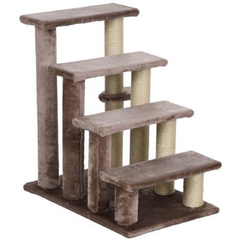 Échelle pour animaux domestiques, arbre à jouer, 4 étages. Conçue pour des animaux pesant jusqu’à 5 kg. Dimensions : 60x40x64 cm. Couleur : brun. (1/5)