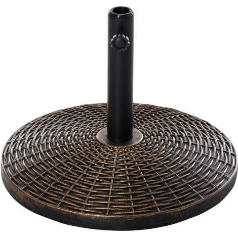 Pied de support pour parasols, poids : 25 kg. Support pour parasols en rotin. Structure permettant de tenir les parasols. Diamètre des parasols : 35/38/48 mm. En bronze antique. Dimension du produit : (1/5)