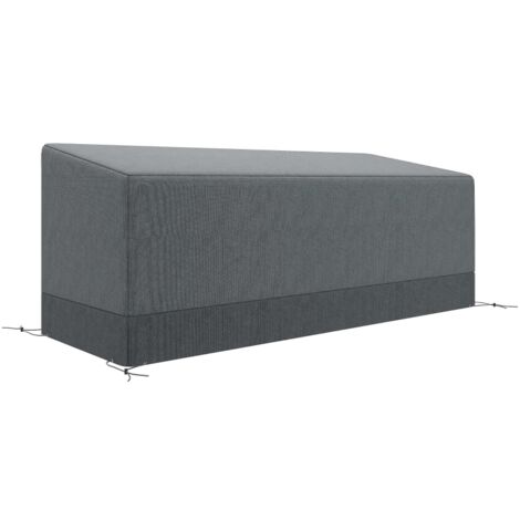 Abri pour les meubles de jardin. Conçu pour résister à l’eau. Protection anti-UV. Matériau en tissu Oxford de 600 D. Dimensions : 190,5 x 72 x 76 cm. Couleur gris clair. (1/5)