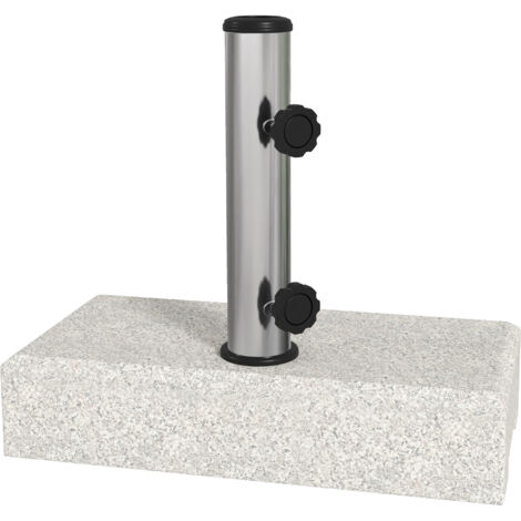 Étendoir de parasols : poids de 25 kg. Étendoir destiné aux parasols à demi-rond, avec des poteaux d’une épaisseur de 32/38/48 mm. Base pour les parasols, Matériau : granit. Dimensions : 45 x 22,5 x 4 (1/5)