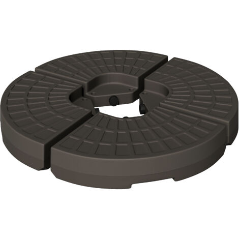 Des supports de parasols qui peuvent être remplis avec 17 kg d’eau ou 25 kg de sable en plastique haute qualité. Les dimensions du support sont de 100 x 100 x 10,5 cm. (1/5)