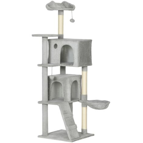 Arbre pour les chats de 160 cm de hauteur. Plusieurs niveaux. Piliers en sisal pour les balançoires. Des espaces doux et confortables. Des berceaux. Des hamacs. Des échelles. Des balles à jouer. (1/5)