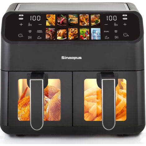 Airfryer de 9 litres en taille XXL. Cet appareil à fritage est équipé d’un écran LED.de 80 à 200°C. C’est un appareil pratique pour cuisiner facilement. Il s’agit d’un appareil à fritage polyvalent, a (1/5)